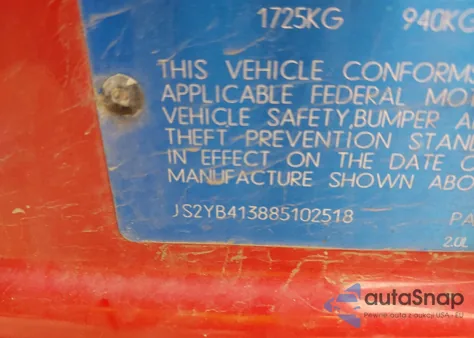 2008 Suzuki Sx4 Convenience/Touring из США, поврежденный, VIN JS2YB413885102518